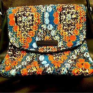 Vera Bradley sequin and fabric crossbody mini bag. Faux leather trim. FUN bag!